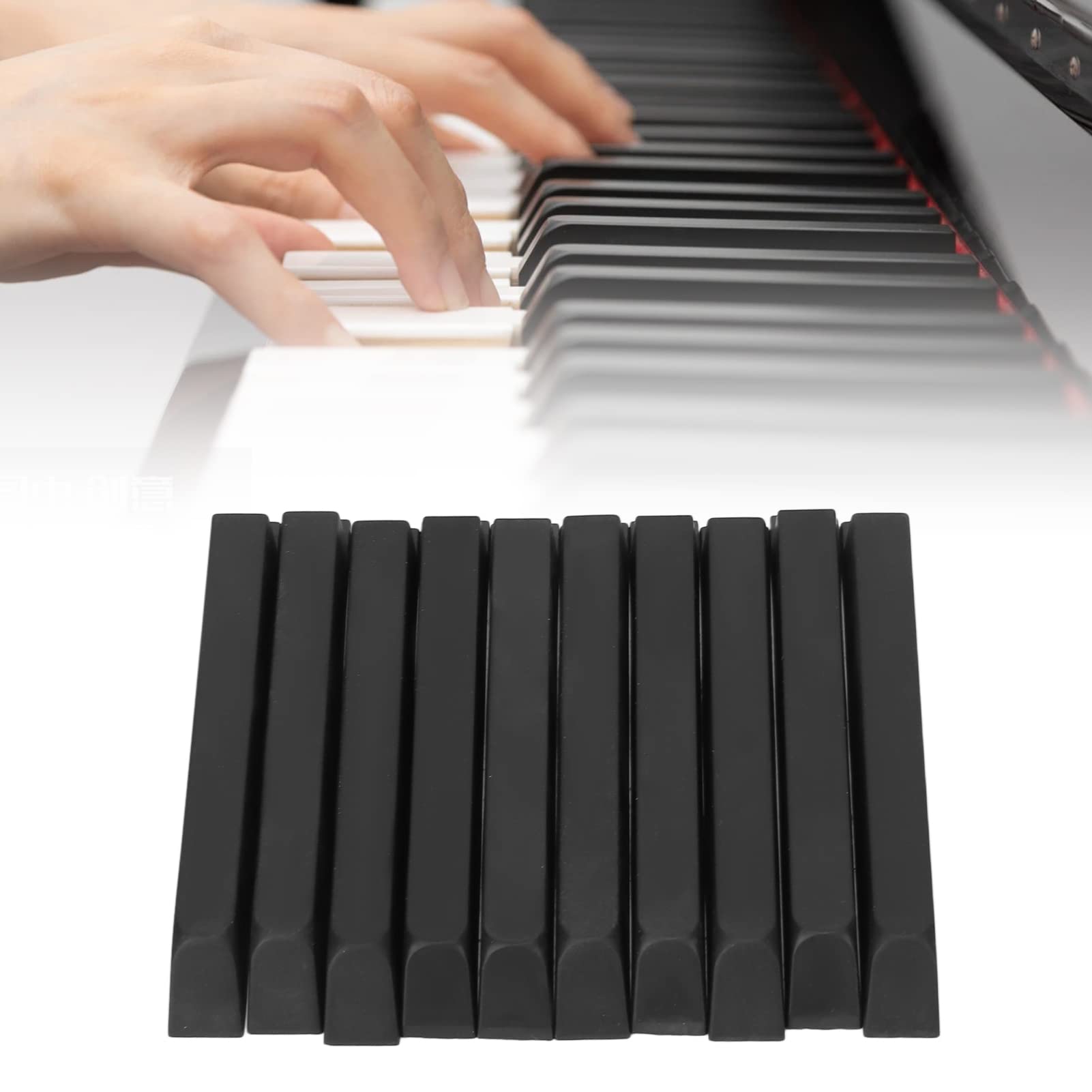 Piano Replacement Keys, 10Pcs ABS Matte Black Piano Key Replacement for Piano Keytop (L：10cm)