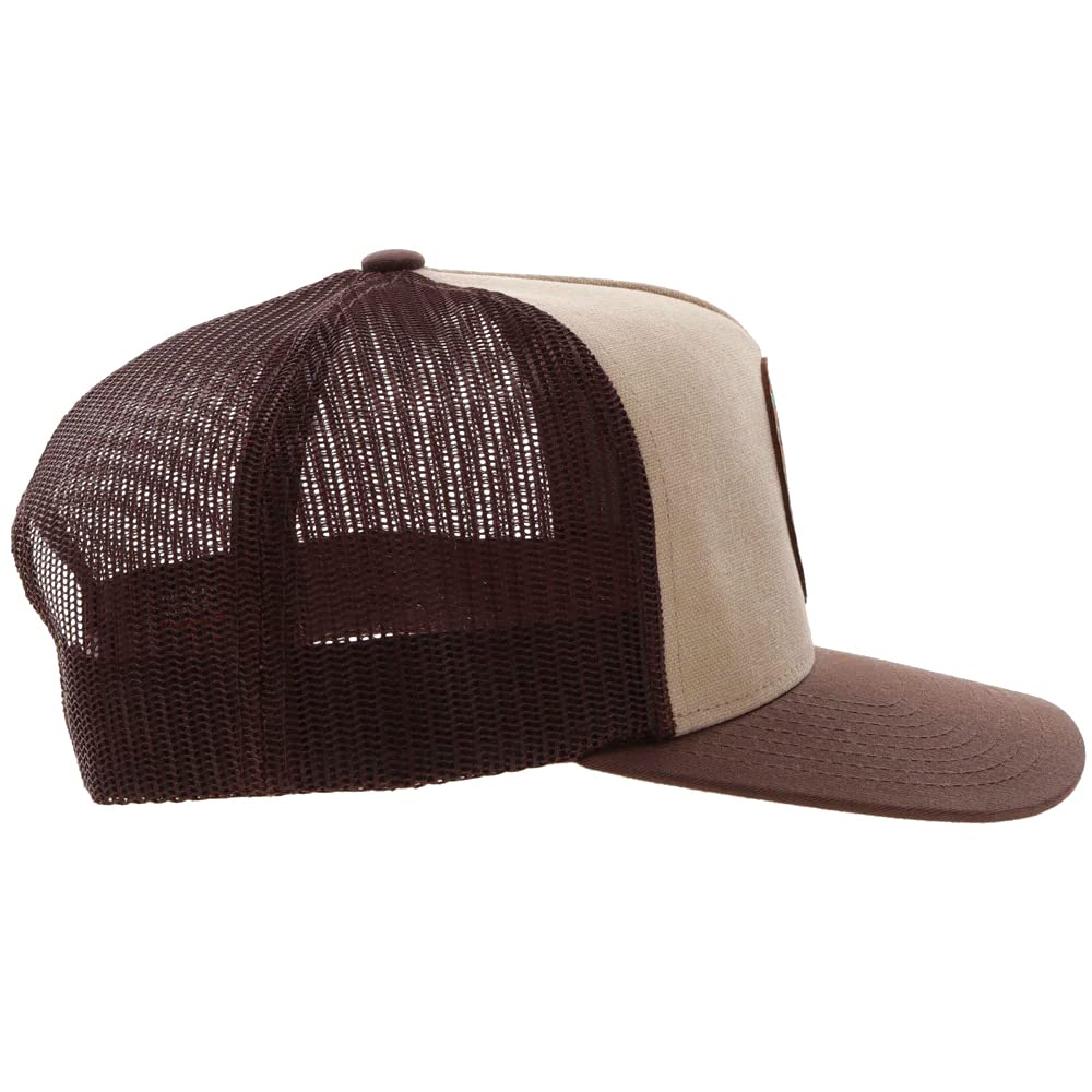 HOOEY Spur Adjustable Snapback Trucker Mesh Back Hat with Logo (Tan/Brown)