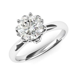 Solid Sterling Silver Romantic Flower Style 6-Prong Set 2.0 CT Genuine Moissanite Engagement Ring (6)