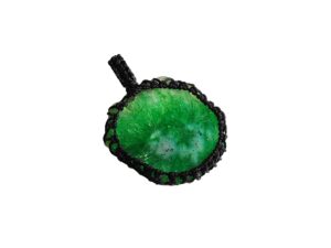 green solar agate macrame pendant, cord wrapped macrame pendant, gemstone macrame jewelry