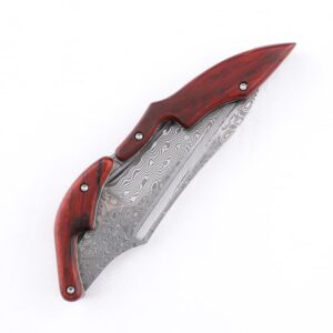 JEABROTHER VG10 Damascus Knife Mechanical Folding Knife Fixed Blade Outdoor Tool Knife