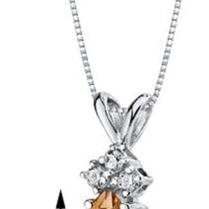 Dazzle Touch 2.00Ct Pear Cut Citrine Tear Drop Pendant Gift 14K White Gold Plated Free Chain