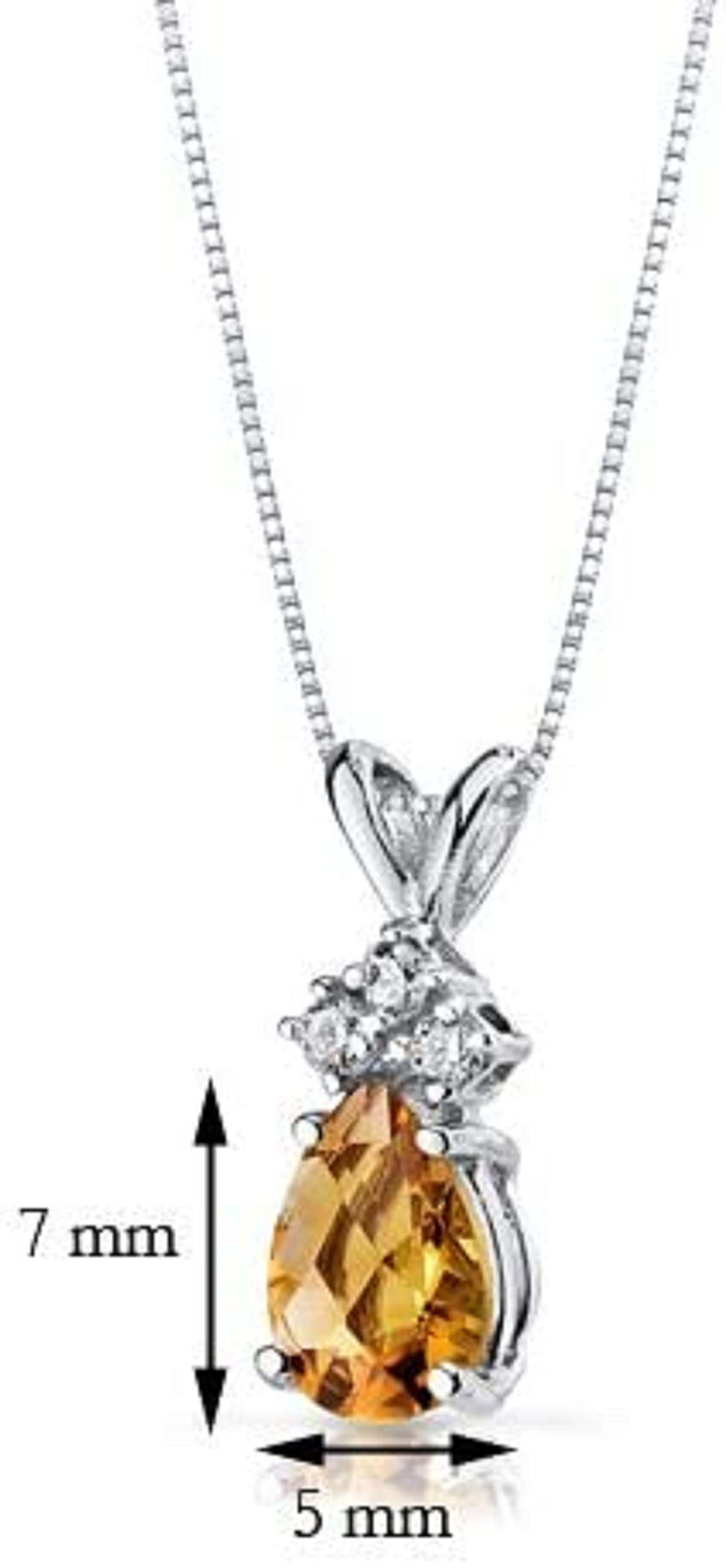 Dazzle Touch 2.00Ct Pear Cut Citrine Tear Drop Pendant Gift 14K White Gold Plated Free Chain