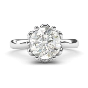 10k White Gold Romantic Flower Style 6-Prong Set 2.0 CT Genuine Moissanite Engagement Ring (4.5)