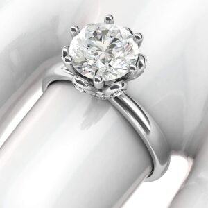 10k White Gold Romantic Flower Style 6-Prong Set 2.0 CT Genuine Moissanite Engagement Ring (4.5)