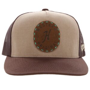 HOOEY Spur Adjustable Snapback Trucker Mesh Back Hat with Logo (Tan/Brown)