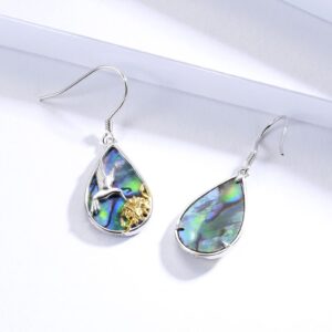 Sterling Silver Teardrop Abalone Earrings for Women Hummingbird/Dragonfly/Tree of Life Drop Dangle Earrings Mother'S Day Christmas Jewelry Gifts (Hummingbird)