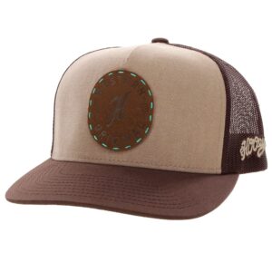 HOOEY Spur Adjustable Snapback Trucker Mesh Back Hat with Logo (Tan/Brown)