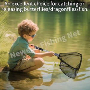 Fishing Net, Foldable Collapsible Telescopic Fish Landing Net, Durable Nylon Material Mesh Landing Net for Easy Catching or Releasing for Trout 55cm