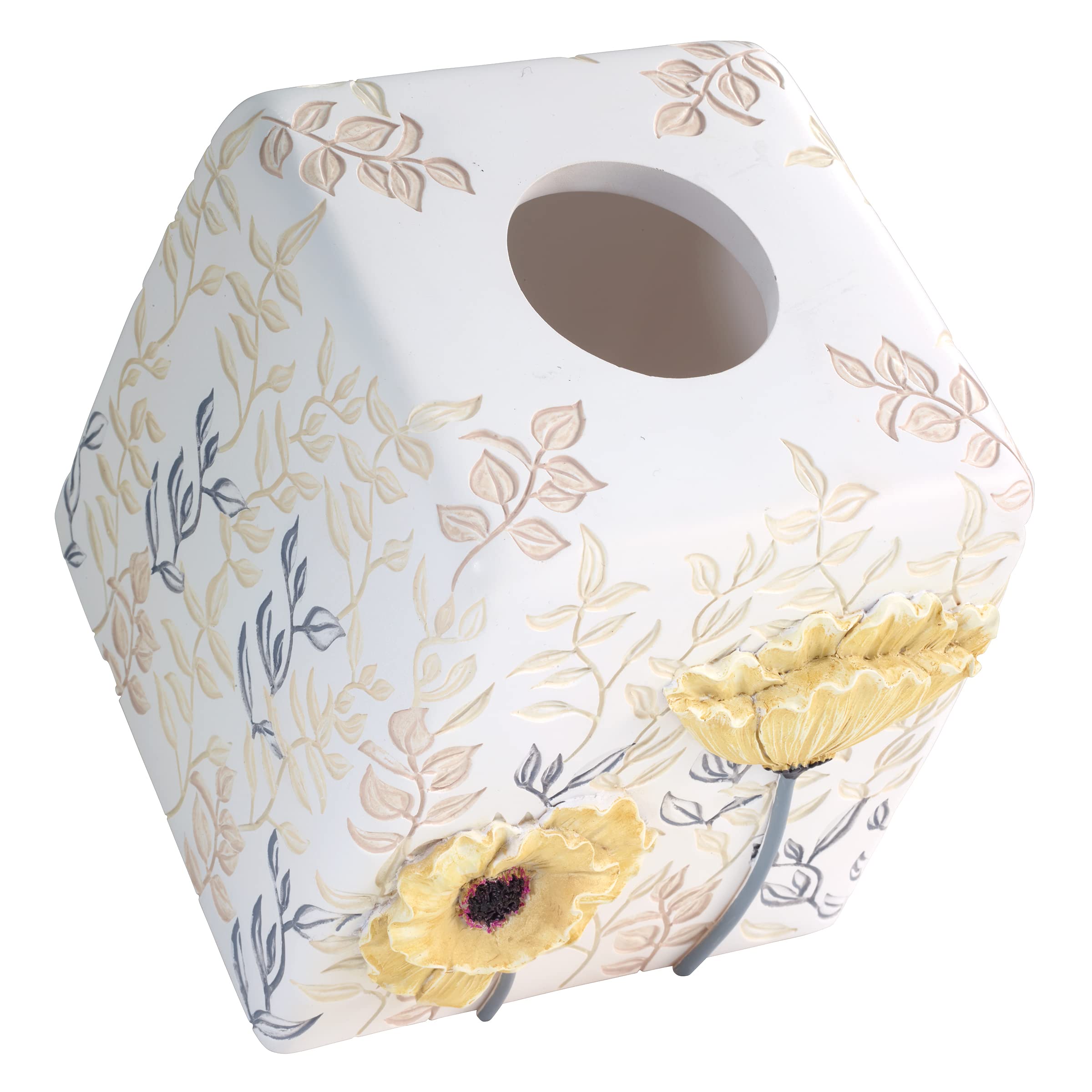 Avanti Linens - Tissue Box Cover, Guest Bathroom Essentials, Countertop Accessories, Floral Home Decor (Marielle Collection)