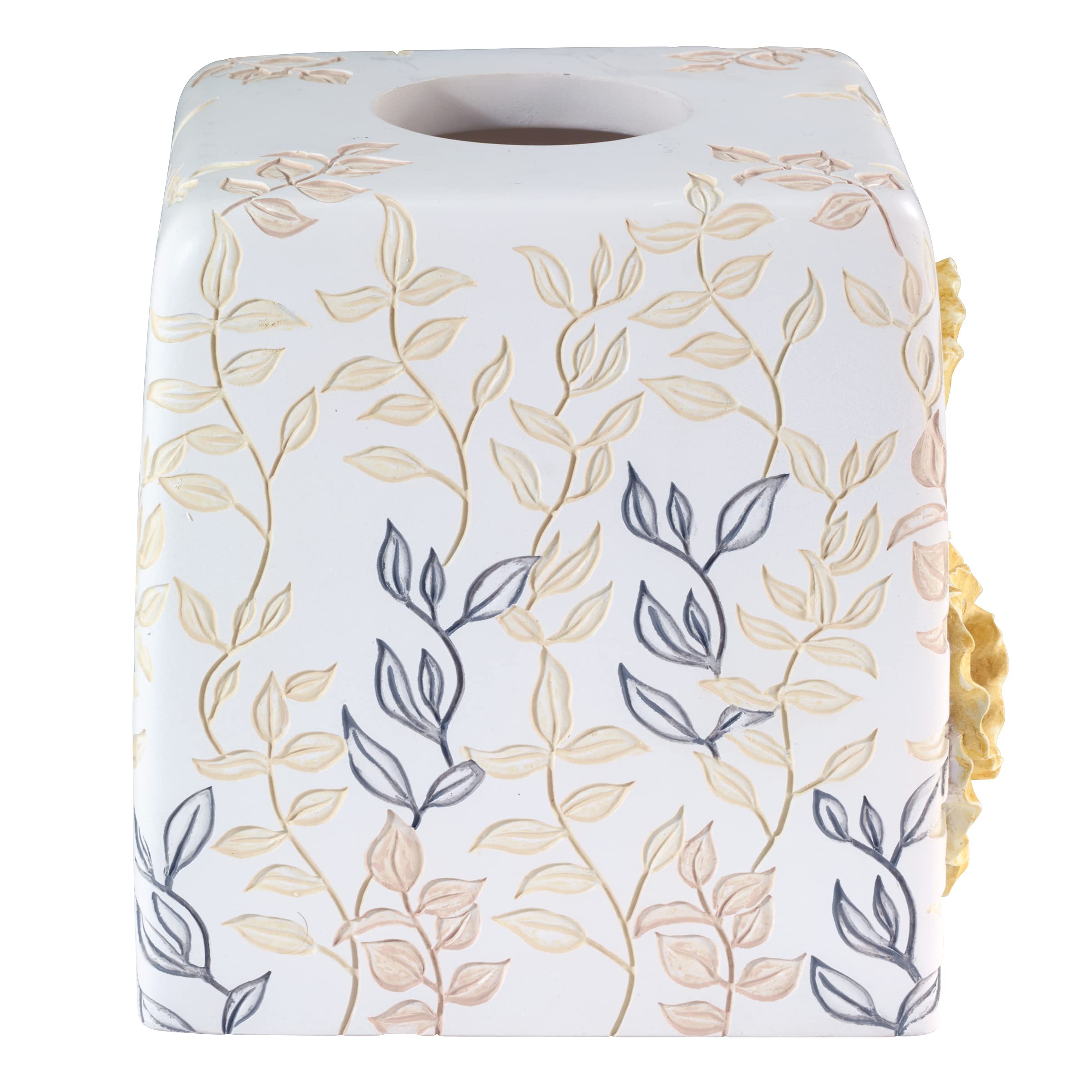 Avanti Linens - Tissue Box Cover, Guest Bathroom Essentials, Countertop Accessories, Floral Home Decor (Marielle Collection)