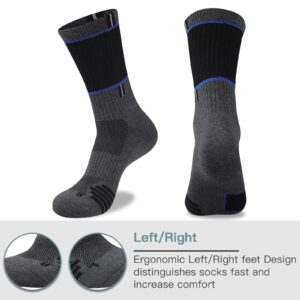 COOPLUS Mens 5 Pairs Hiking Crew Socks Athletic Cushioned breathable Trekking Socks Multi Performance