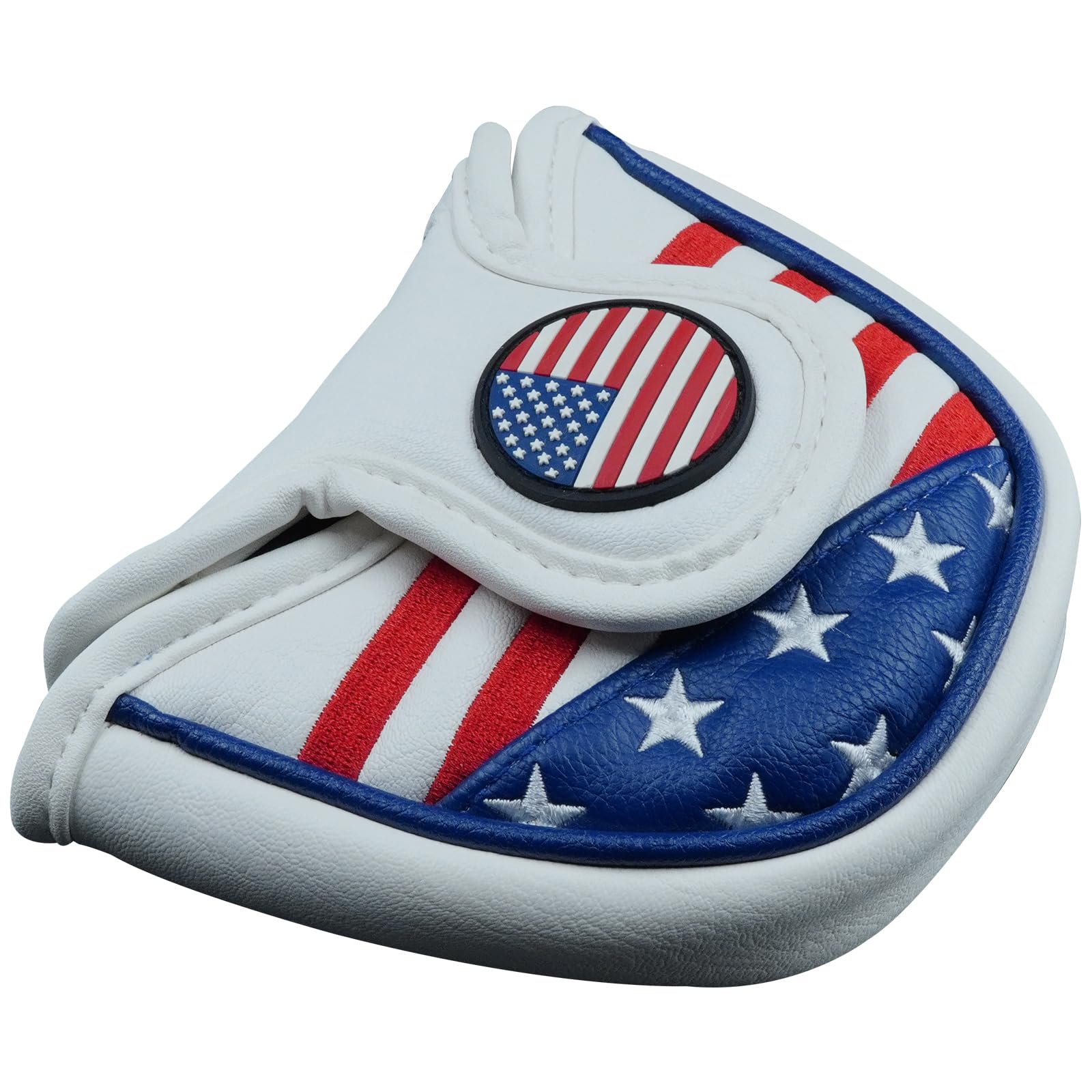 Gbourly Golf Club USA Mallet Putter Cover Magnetic Closure Heel Shafted PU Leather Stars and Stripes Flag Putters Headcover