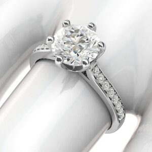 14k White Gold 2 Carats Classic 6-Prong Genuine Moissanite Engagement Ring with Side Stones Promise Bridal Ring (4)