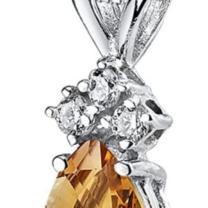 Dazzle Touch 2.00Ct Pear Cut Citrine Tear Drop Pendant Gift 14K White Gold Plated Free Chain