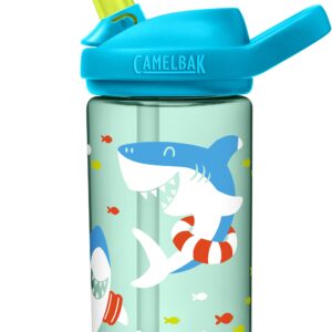 CamelBak eddy+ 14oz Kids Water Bottle with Tritan Renew – Straw Top, Leak-Proof When Closed, Summer Sharks