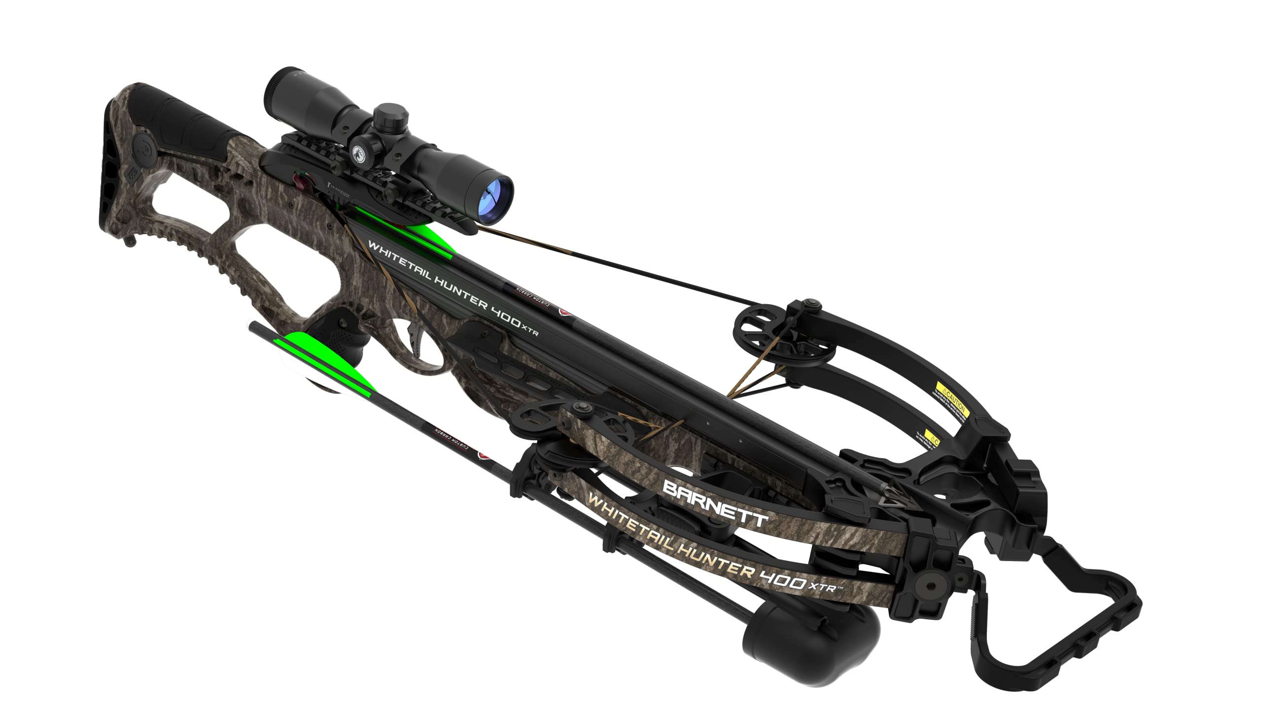 Barnett Archery Whitetail Hunter Crossbow, with 4x32mm Multi-Reticle Scope, 2 Arrows, Lightweight Quiver, 400XTR Without Crank Device, Mossy Oak Bottomland, One Size (BAR78168)