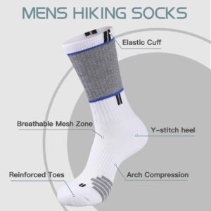 COOPLUS Mens 5 Pairs Hiking Crew Socks Athletic Cushioned breathable Trekking Socks Multi Performance