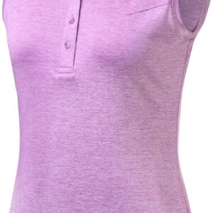 TSLA Women's Sleeveless Golf Polo Shirts, UPF Summer Sports Athletic Tank Tops, Dry Fit Moisture Wicking Workout Shirt, Stretch Polo Heather Lilac, Medium