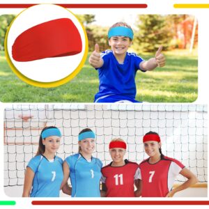 6 Pcs Kids Athletic Sweatbands and Headbands - Elastic Hairbands with Sweat Absorption for Football, Youth Sports, and Active Kids (Multi Colors)