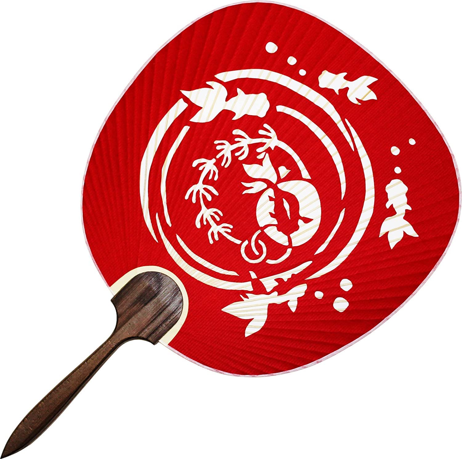 Maruzen Fan Nagomi Red, Approx. 14.6 x 9.4 x 0.4 inches (37 x 24