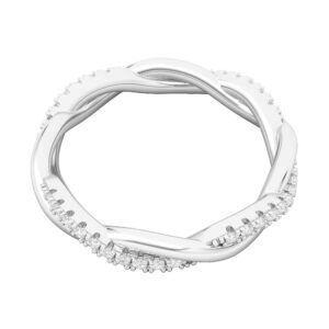 Sterling Silver Petite Twist Full Eternity Ring Genuine Moissanite Interwind Wedding Band Matching Ring (8.5)