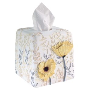 Avanti Linens - Tissue Box Cover, Guest Bathroom Essentials, Countertop Accessories, Floral Home Decor (Marielle Collection)