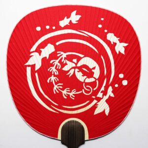 Maruzen Fan Nagomi Red, Approx. 14.6 x 9.4 x 0.4 inches (37 x 24