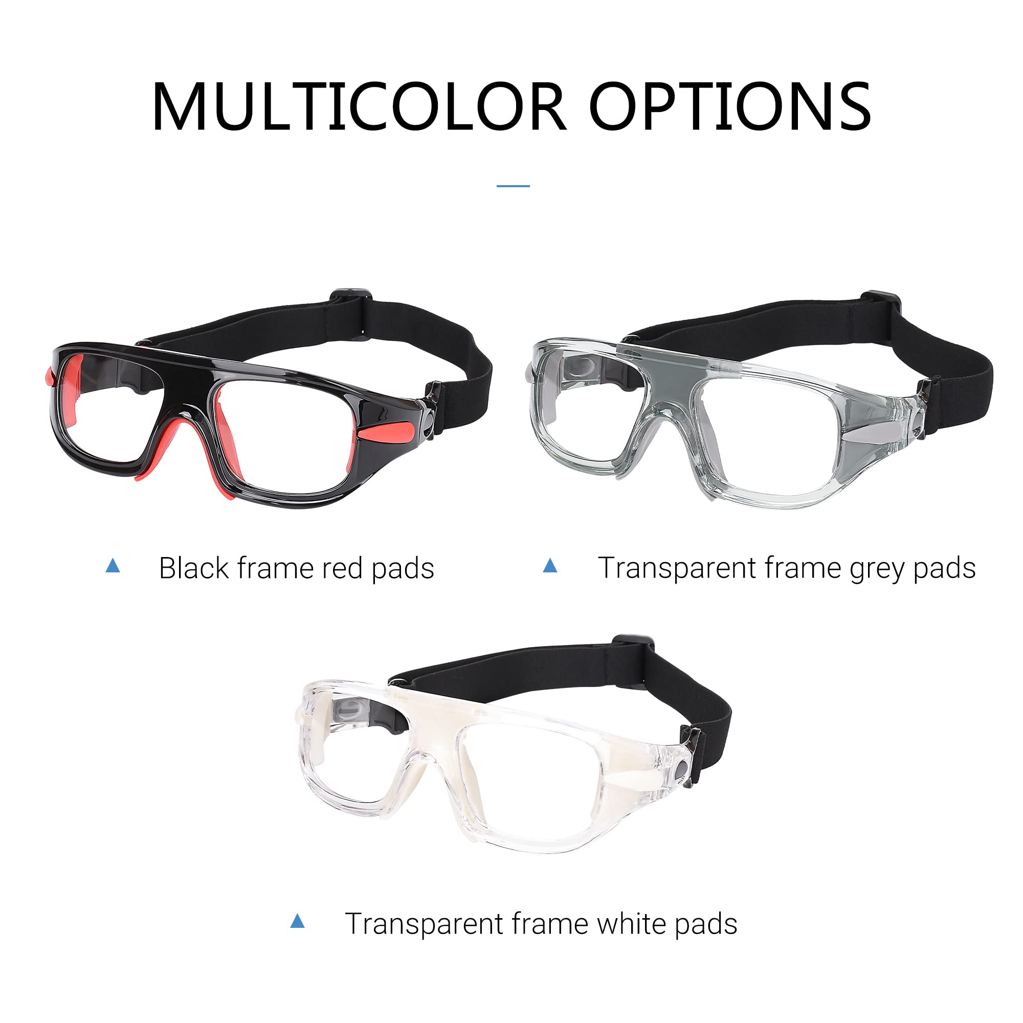 SooGree Sports Glasses,Protective Eyewear Running Glasses,Basketball Football Glasses Shock Absorption with Removable Straps and Temples