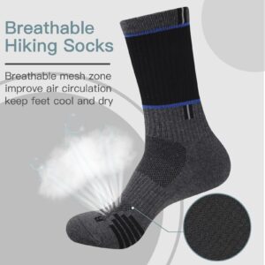 COOPLUS Mens 5 Pairs Hiking Crew Socks Athletic Cushioned breathable Trekking Socks Multi Performance