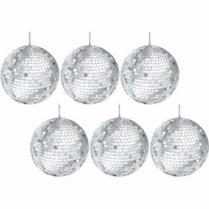 the dreidel company mirror disco ball with attached string for hanging ring, reflects light, party favor, 2" (6-pack)