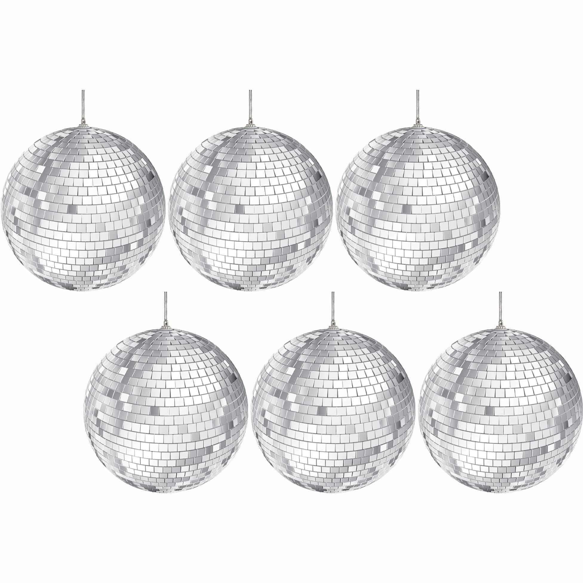 The Dreidel Company Mirror Disco Ball With Attached String For Hanging Ring, Reflects Light, Party Favor, 2" (6-Pack)