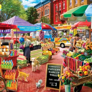 MasterPieces 750 Piece Jigsaw Puzzle for Adults, Family, Or Youth - Town Square Booths - 18"x24"