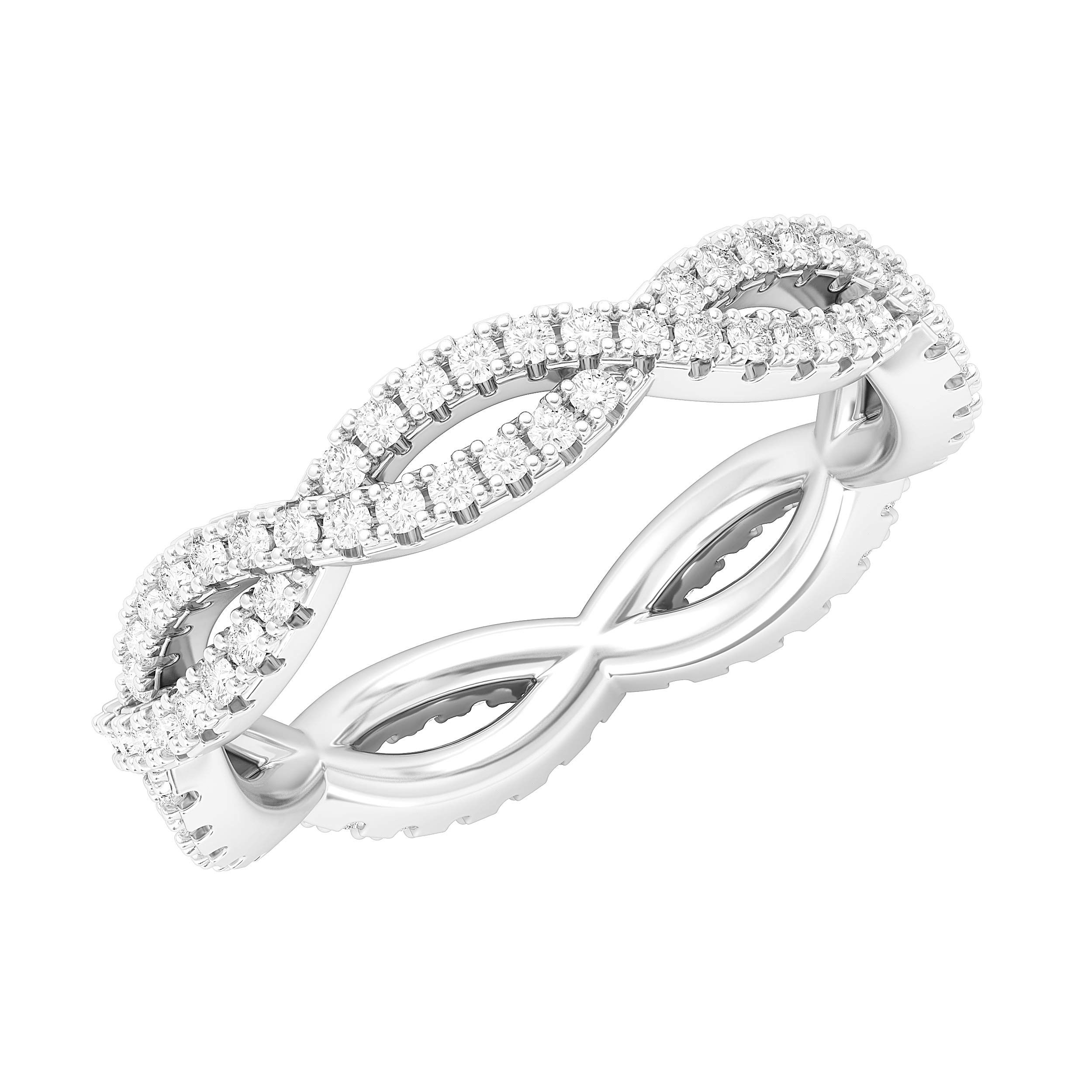 Sterling Silver Full Infinity Twist Genuine Moissanite Eternity Ring Wedding Band Matching Ring (7)