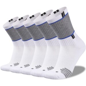 cooplus mens 5 pairs hiking crew socks athletic cushioned breathable trekking socks multi performance