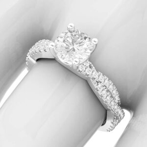 Sterling Silver Full Side Stones Twisted Vine 1.0 CT Genuine Moissanite Engagement Ring Promise Bridal Ring (8)