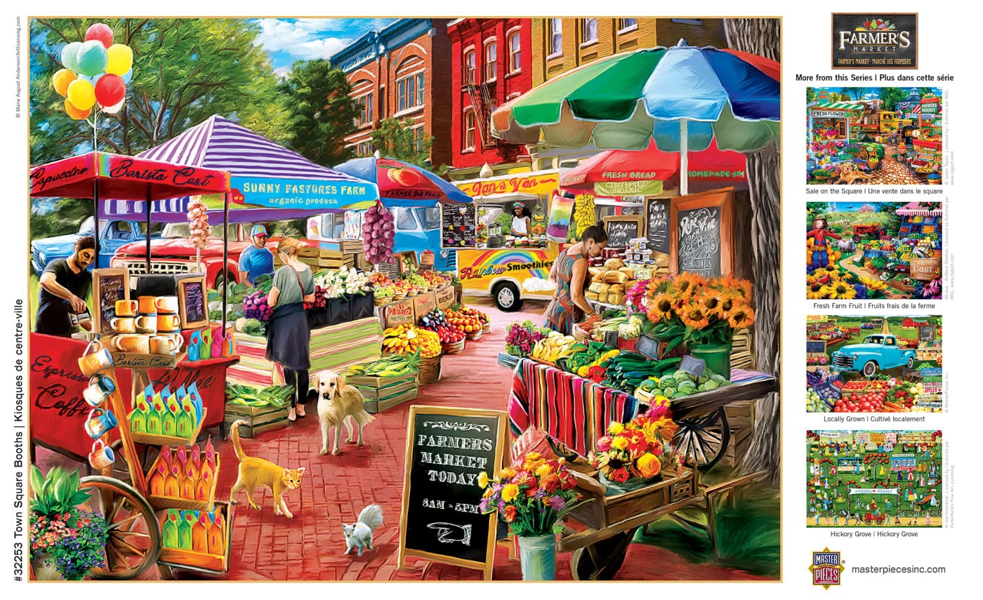 MasterPieces 750 Piece Jigsaw Puzzle for Adults, Family, Or Youth - Town Square Booths - 18"x24"