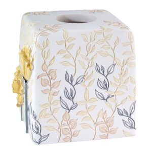 Avanti Linens - Tissue Box Cover, Guest Bathroom Essentials, Countertop Accessories, Floral Home Decor (Marielle Collection)