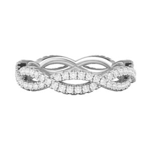 Sterling Silver Full Infinity Twist Genuine Moissanite Eternity Ring Wedding Band Matching Ring (7)