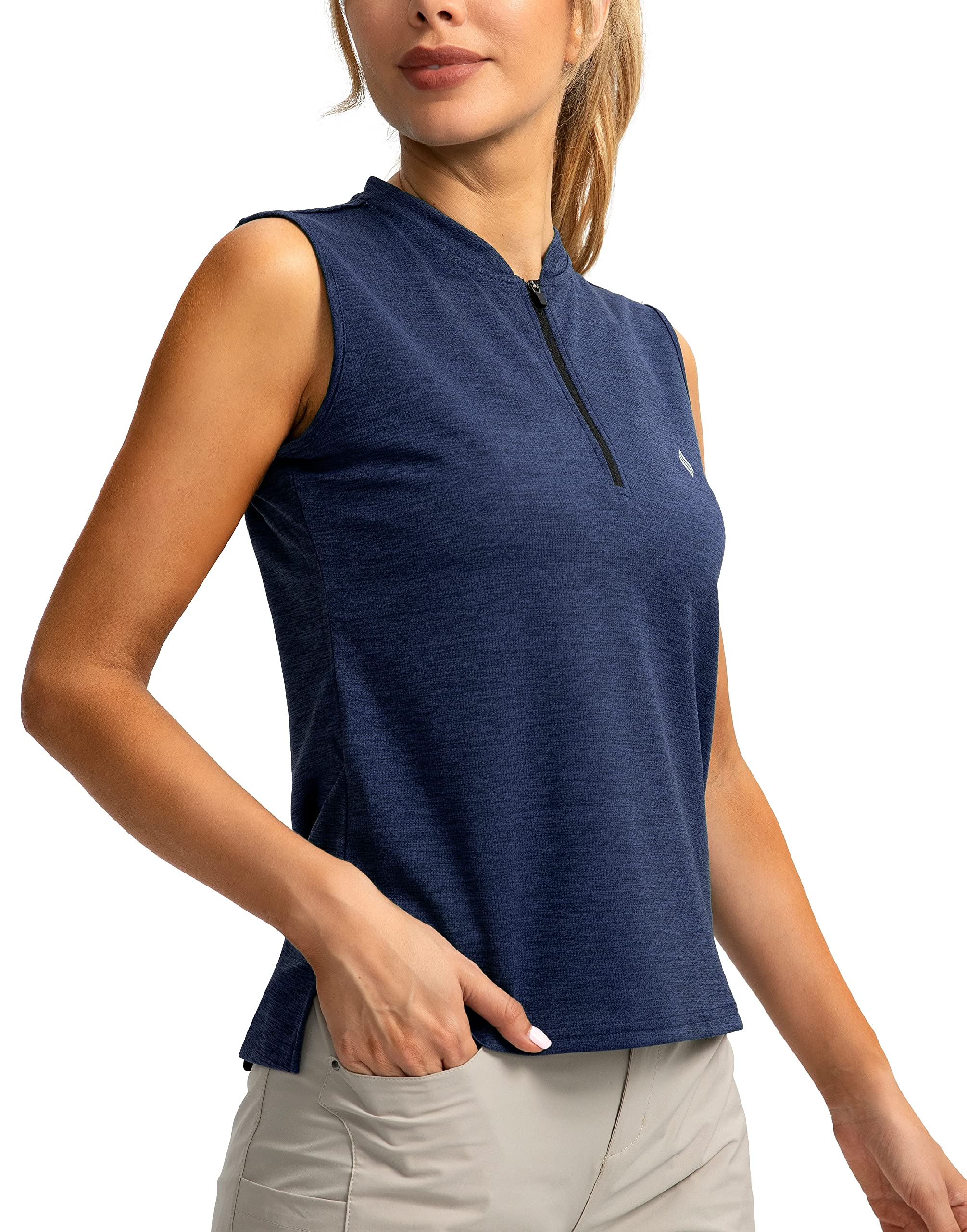 SANTINY Women's Sleeveless Golf & Tennis Polo Shirt - Quick Dry, Lightweight Tank Top (Navy, S)