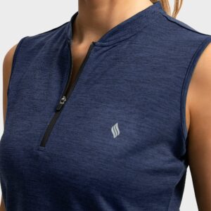 SANTINY Women's Sleeveless Golf & Tennis Polo Shirt - Quick Dry, Lightweight Tank Top (Navy, S)