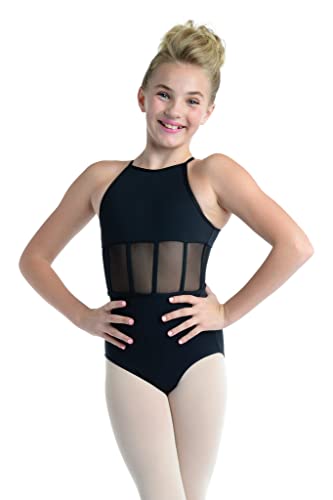 Danz N Motion Girls Corset Style Halter Leotard (Black, 8-10)