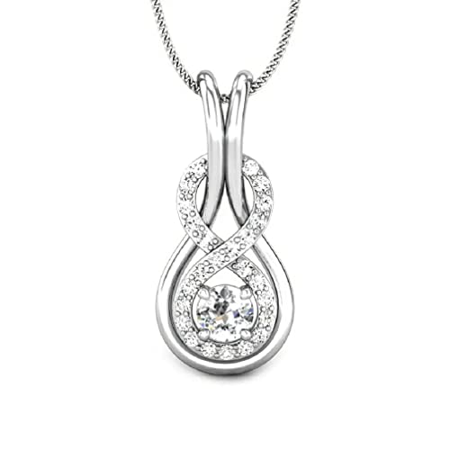 ERAA Jewel 3 CT Round Colorless Moissanite Engagement Pendant, Wedding Bridal Pendant, Eternity Sterling Silver Solid Diamond Solitaire -Prong Anniversary Promise Gift for Her