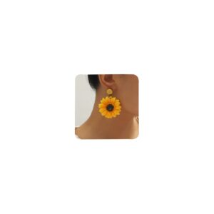 Sunflower Earrings for Women 3D Sunflower Daisy Flower Drop Dangle Earrings Bohemian Sunflower Statement Earrings Jewelry