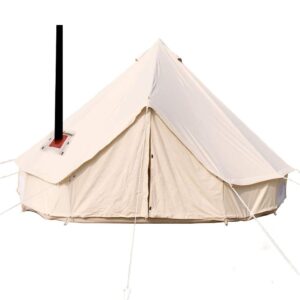 BOOMLATU 4 Season Waterproof Large Family Camping Cotton Canvas Bell Tent Beige Glamping Tent with Roof Stove Jack Hole and Electric Cable Hole (Diameter: 5M-16.4ft)