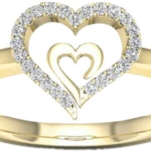 U-M Heart Shaped Rings for Women Cubic Zirconia Fashion Double Love Heart Openwork Ring Cz Statement Engagement Wedding Band Fine Jewelry Gifts for Her Practical Design