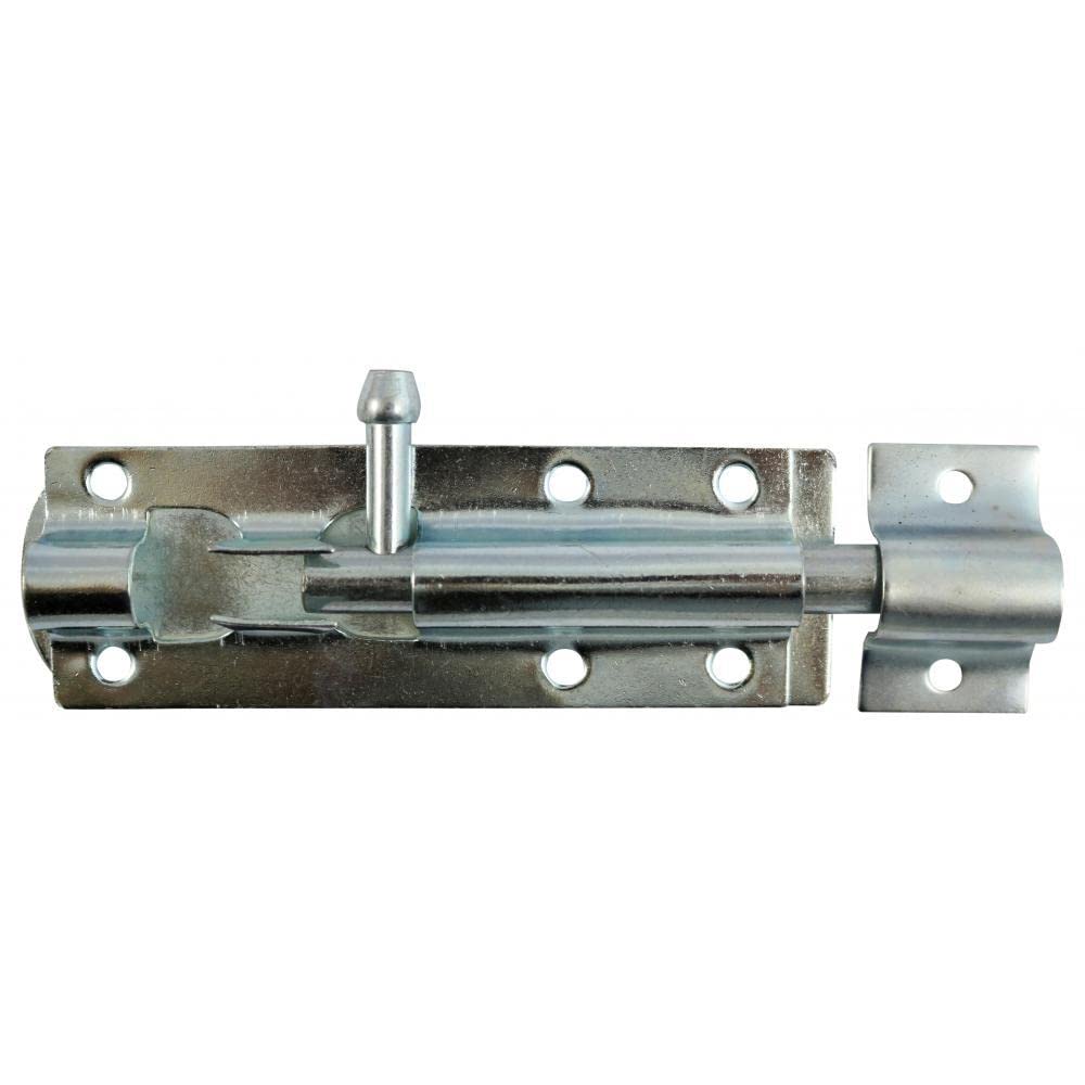 TIMCO Straight Tower Bolt - Zinc - 4" - Great for securing Flush Fitting Gates and shed Doors in a Closed Position, Adding Increased Security - One Bolt in a Pack and fixings Included, Silver