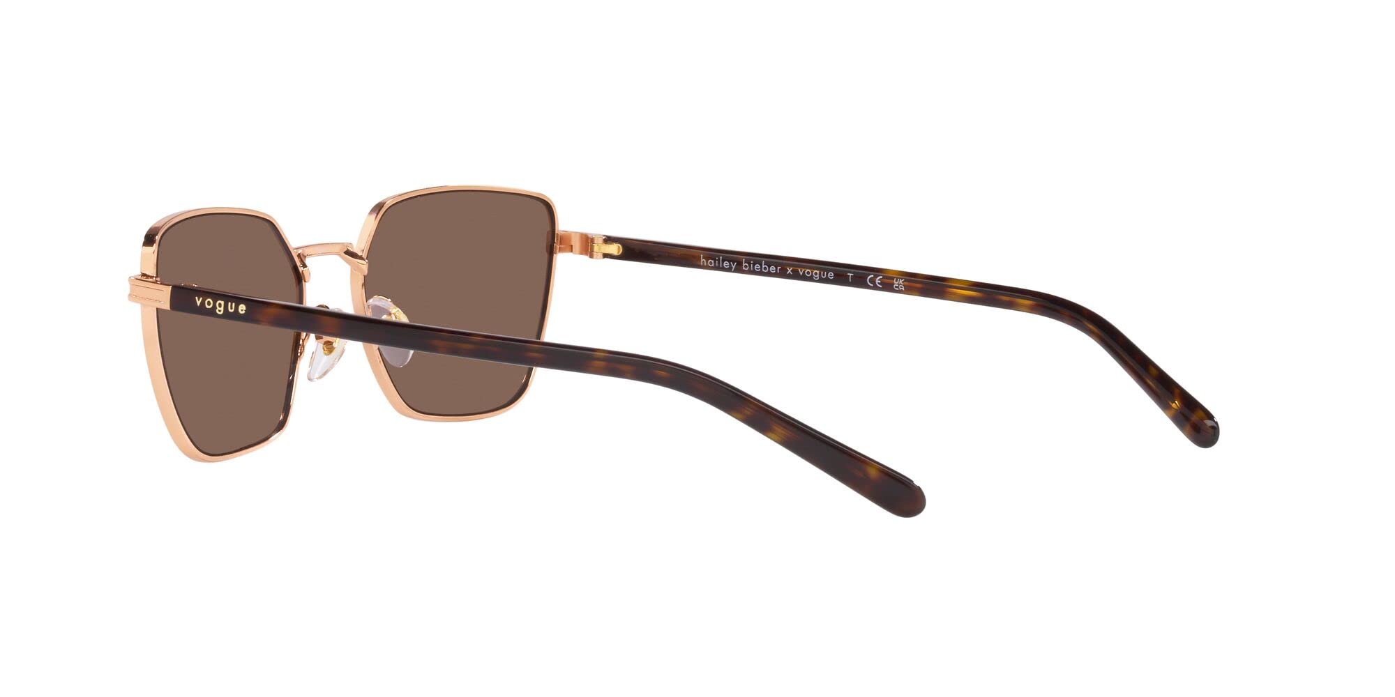 Vogue Eyewear Woman Sunglasses Rose Gold Frame, Dark Brown Lenses, 53MM