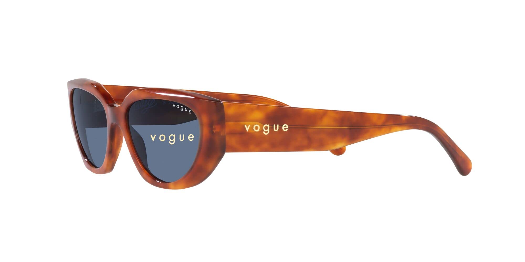 Vogue Eyewear Woman Sunglasses Yellow Havana Frame, Dark Blue Lenses, 52MM