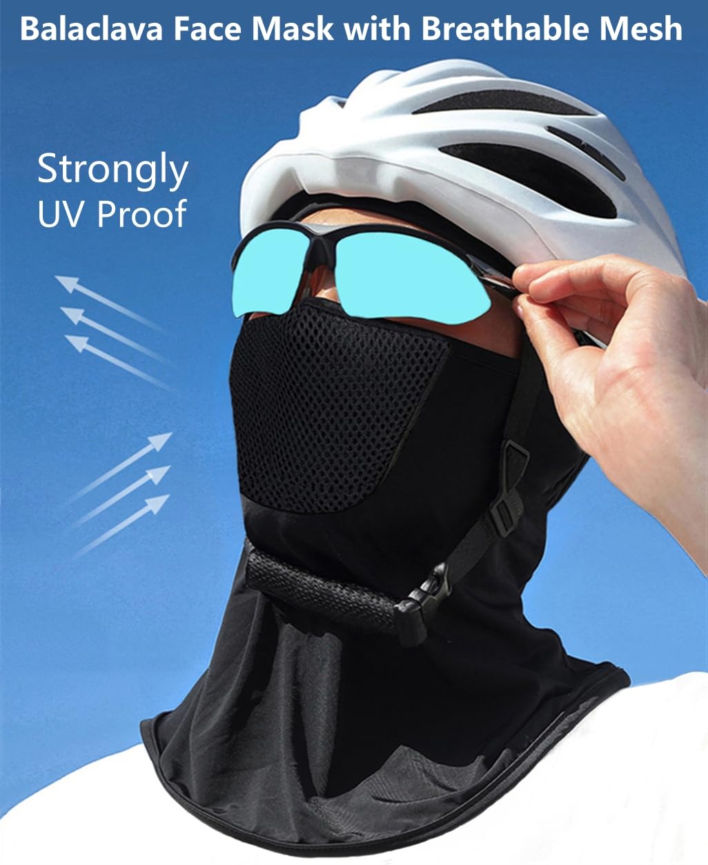 bodbop Balaclava Face Mask Ski Mask Men Full Head Mask Cover Windproof Sun UV Protection for Women Outdoor Sports Cap (Black)